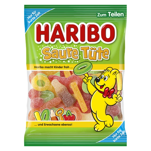 Sacchetto acido Haribo figure in gomma frutta colorata super acida 175 g