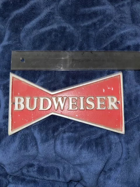 vintage budweiser Metal Plate / Sign - Bow Tie Shape