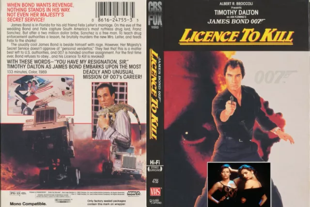 License to Kill CUSTOM Cover Like VHS W/ Empty DVD Case (No Discs) PLEASE READ