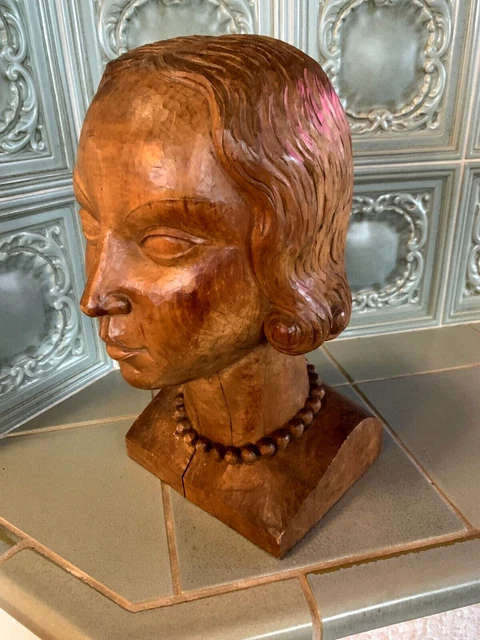 ANCIEN BUSTE DE Femme En Bois Sculptée EUR 85,00 - FR