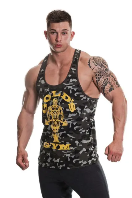 Golds Gym Muscle Joe Premium Tank Top Camo Black Fitness Bodybuilding