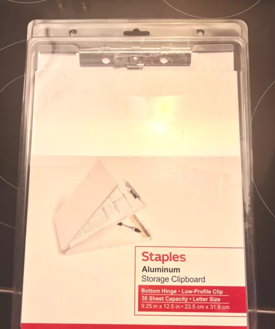 Staples Aluminum Storage Clipboard Letter Silver 12.5” x 9.25" NEW in Package