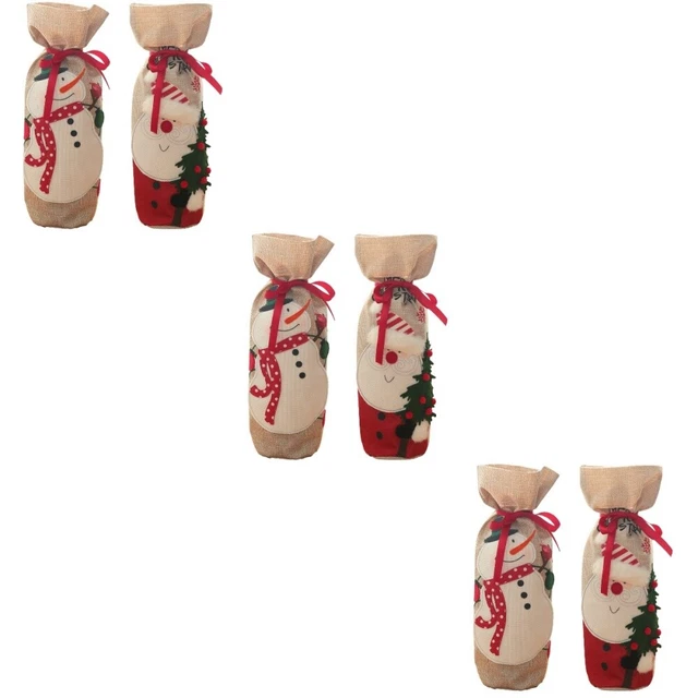 6 Pcs Weihnachtsflaschen-Set Leinen- Ältere Weihnachtspullover Mit Weinflasche