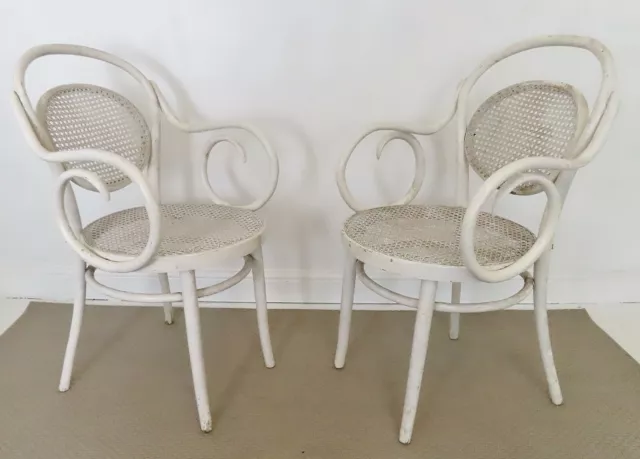 Stunning Pair Vintage Bentwood Viennese Lounge Chairs