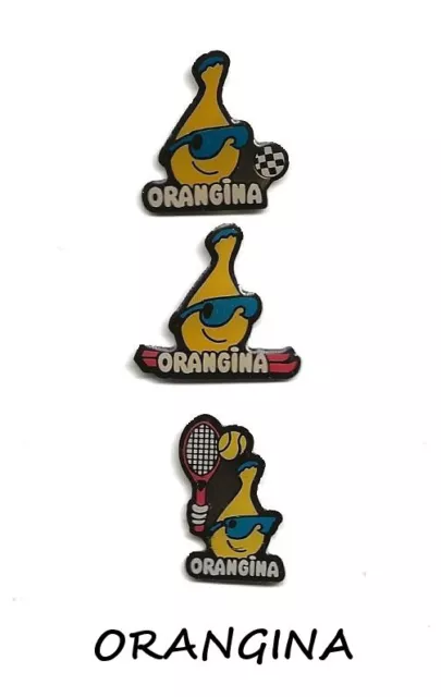 Lot 3 Pin's Boisson ORANGINA - Jus de Fruits - Sodas -