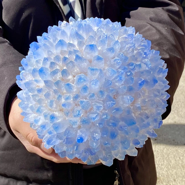 12.89LB  New sky blue Phantom Quartz Crystal Cluster Mineral Specimen Healing