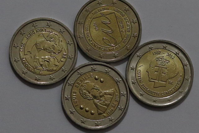 🧭 🇧🇪 Belgium - 2 Euro - 4 Commemorative Coins B58 #118