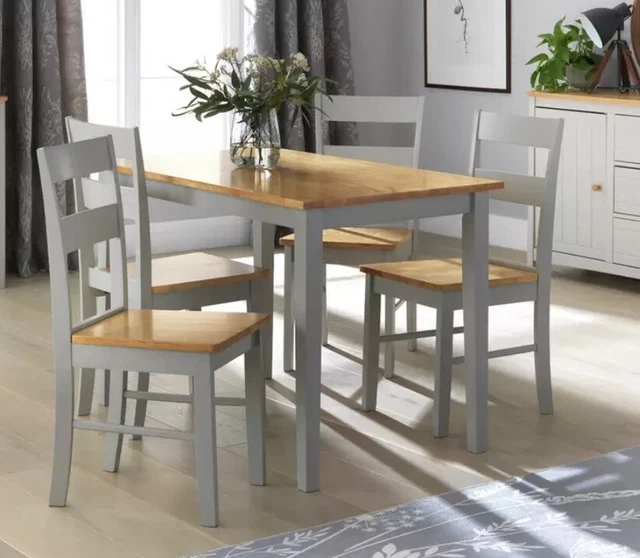 HABITAT CHICAGO SOLID Wood Table & 4 ChairsTwo Tone. Free 20 miles