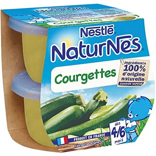 Nestlé Bébé Naturnes Courgettes Purée de légumes dès 4/6 mois 2 x 130g