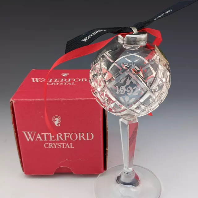 Waterford Crystal Annual Ball Christmas Tree Ornament 1992 1st Edition Holly MIB