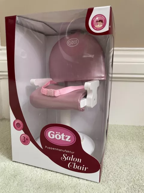 Götz Frisierstuhl Puppen rosa weiß Salon chair neu Originalkarton