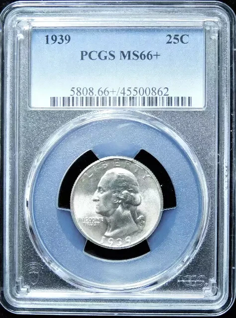 1939 P Quarter Dollars Silver Coinage PCGS MS-66+