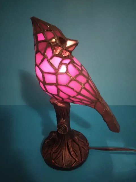 Stained Glass Tiffany Style Red Bird Lamp 12 Inches Tall Free Shipping