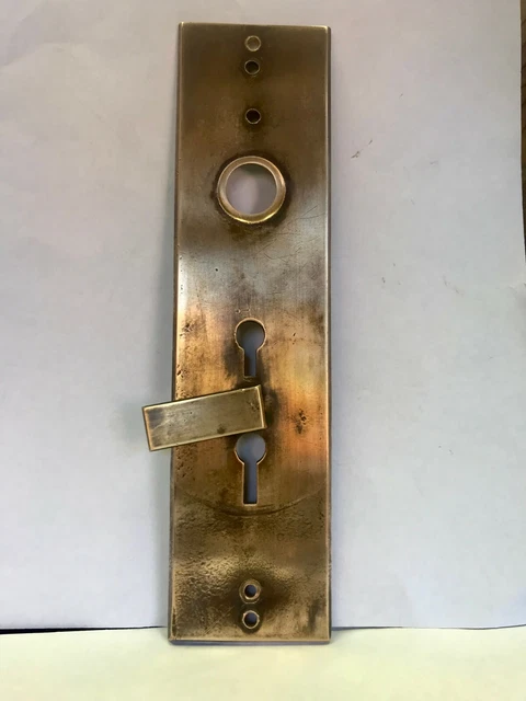 1 Vintage Antique Back Door Plate, Swinging Keyhole, Brass, Stamped 8943