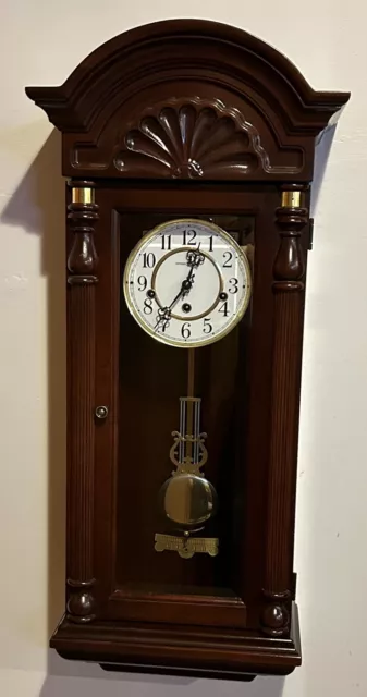 Howard Miller Jennisen 33" Mahogany Wall Clock 612-221 Triple Chime Great!!! 3