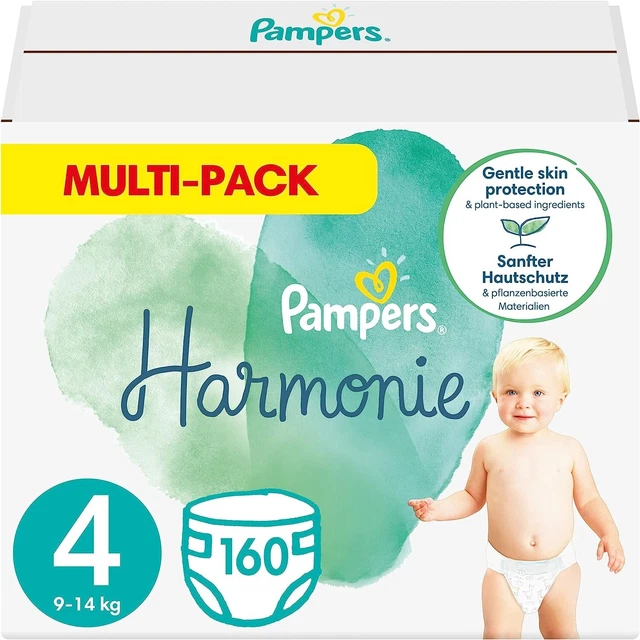 Giga Pack 160 Couches PAMPERS HARMONIE Taille 4 (9 à 14KG) New Baby Changes Bébé