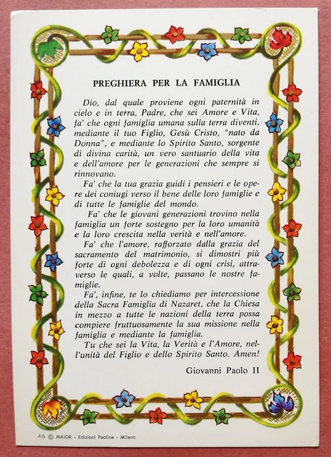 SANTINO HOLY CARD: Preghiera per la Famiglia - Giovanni Paolo II EUR 1 ...