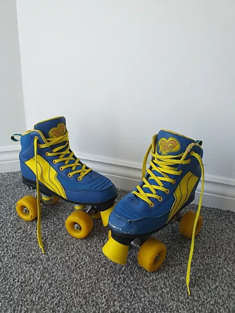 Rio Roller Quad Skates Blue Yellow Size Uk 4 EU 37