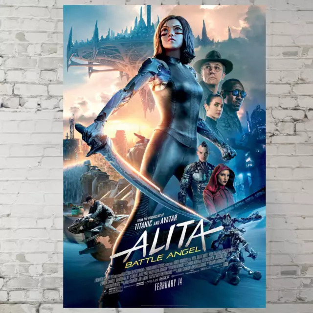 Alita Battle Angel movie poster Rodriguez, Salazar, Waltz 11x17" Wall Art