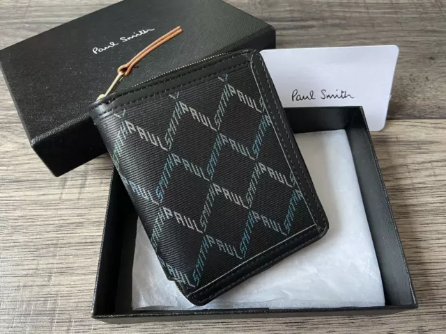 Paul Smith Zip Around Geo Logo Cardholder Wallet Retail £180 Made In Italy Bnib