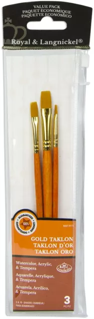 3 Pack Royal & Langnickel(R) Gold Taklon Value Pack Brush Set-3/Pkg 9110