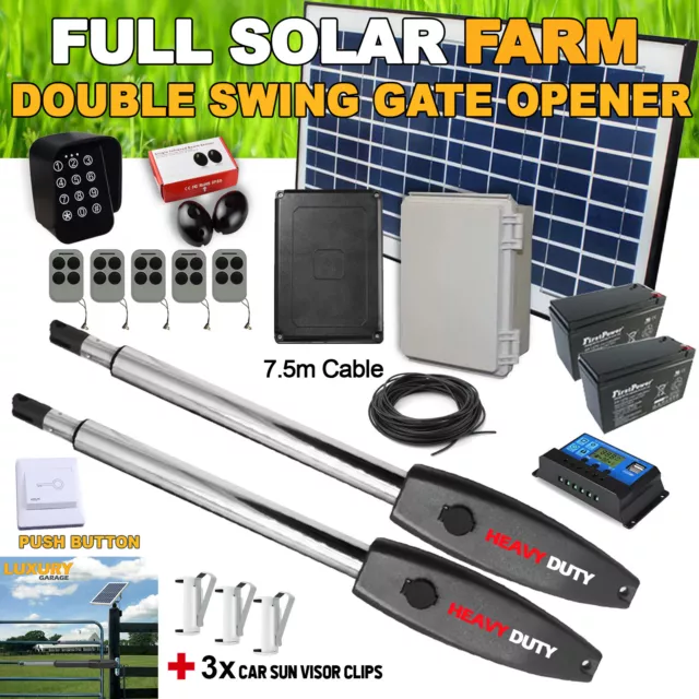 RITROX Farm Full Solar Powered 30w Heavy Duty Double Swing Gate Opener Motor New