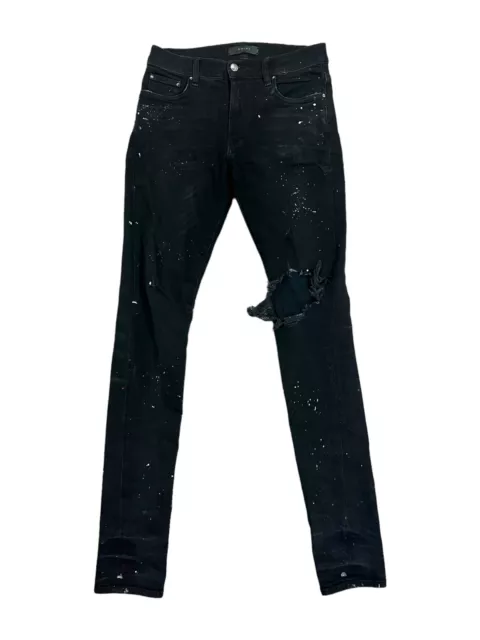 Amiri Black Distressed Paint Splatter Jeans Size 29