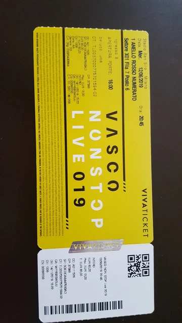biglietto concerto VASCO ROSSI Milano San Siro data 12 giugno 1° anello