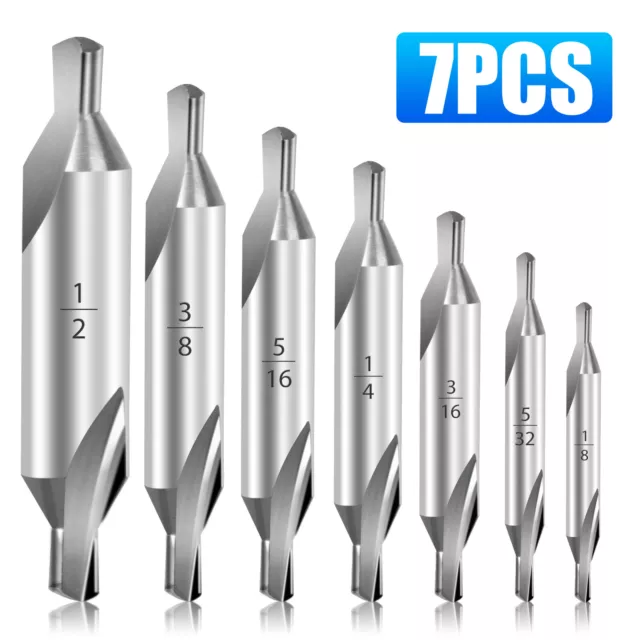 7pcs 1/2 5/32 1/4 1/8 3/8 3/16 5/16 HSS Countersink Center Drill Bits Set Tool