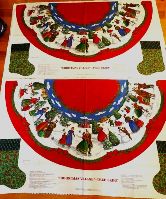 Christmas Village Tree Skirt Cut n Sew Fabric VIP Cranston USA Fabric Festive