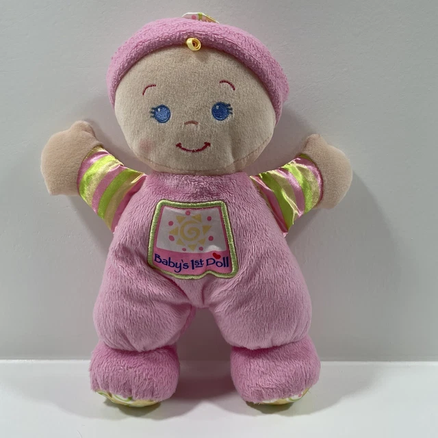 Fisher Price Baby's My First Doll Plush Rattle Lovey 2008 Stuffed Animal Pink