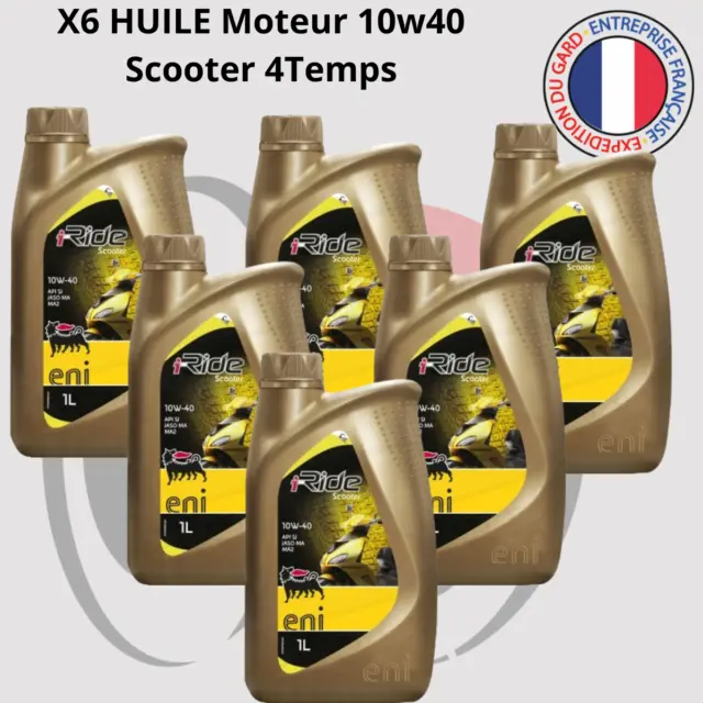 6 Litre Huile 10w40 4 Temps Scooter ENI i-Ride 4T x6 bidon 1 L