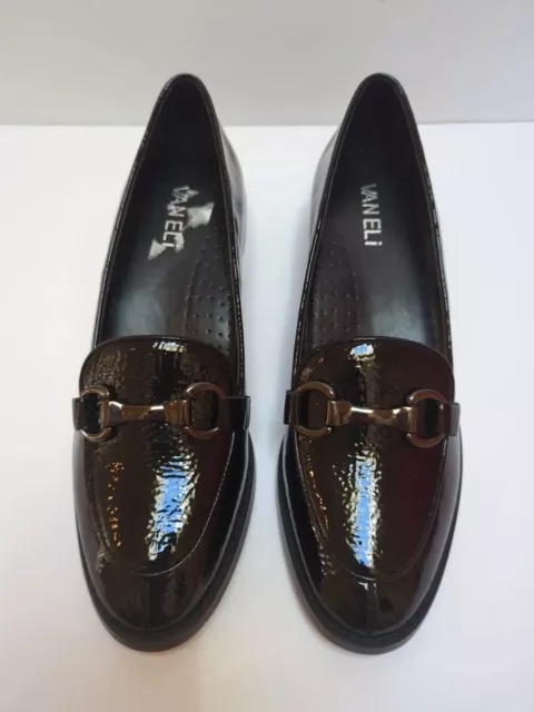 NEW VANELi Black Patent Leather Loafers Adora Buckle Comfort Size 8.5