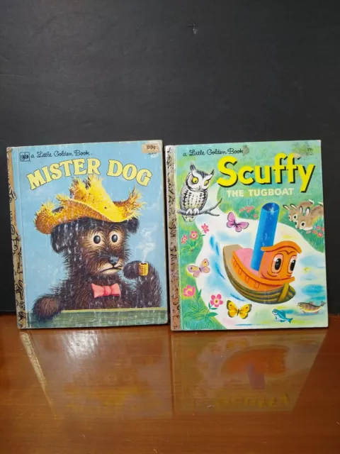 Lot Of (2) A LITTLE GOLDEN BOOK, Scruffy the Tugboat,1982 & Mister Dog, 1981