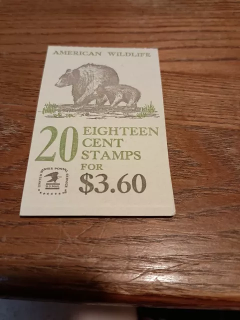 US SC#1889a American Wildlife Stamp Booklet New 20 18 Cent Stamps