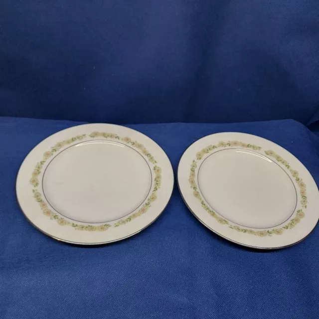 Vintage 1969 Noritake Fine China "Trilby" Set/2 Salad Plates Disc. Pattern Japan