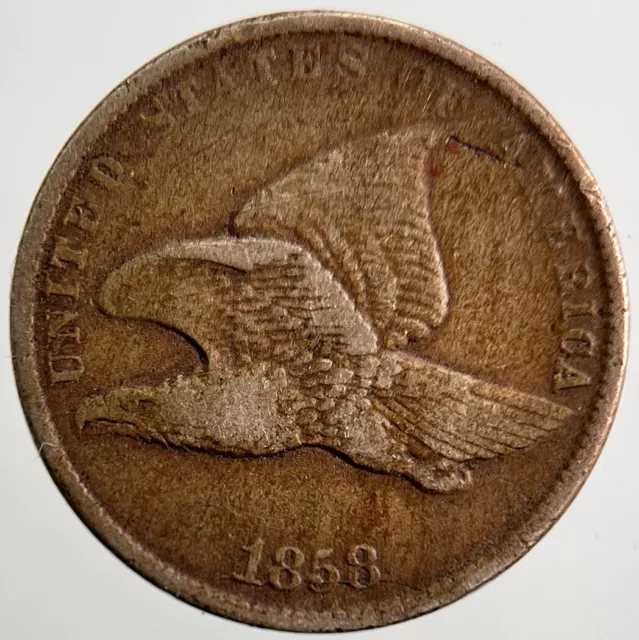 1858 US USA Eagle One Cent Coin | Fine Collectable Grade | a3372