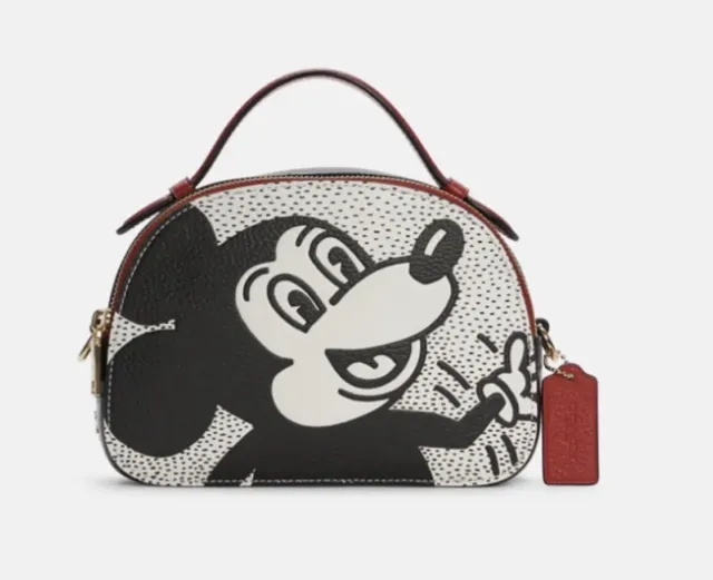 ☂️🍄Coach Disney Mickey Mouse X Keith Haring Serena Satchel Gold/Chalk Multi NWT