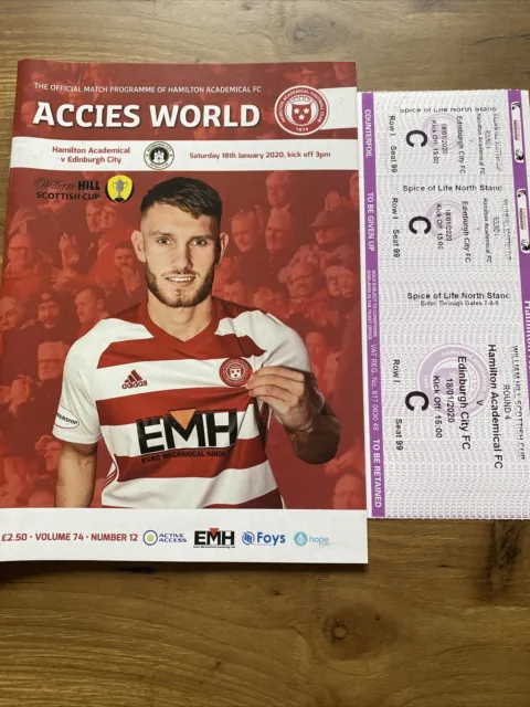 Hamilton Accies V Edinburgh City SC Programme And Full Ticket