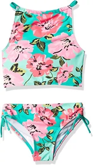 Kanu Surf Big Girls Daisy Beach Sport Halter Tankini UPF 50 2 Piece Size 12