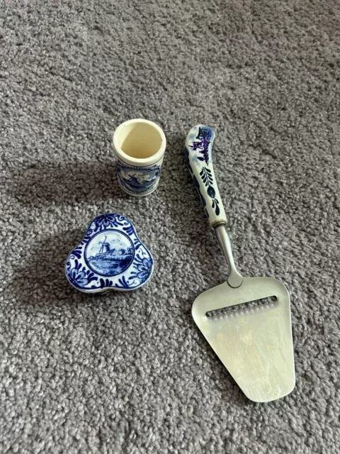 Boska Holland blue Delft windmill Stainless Steel Cheese Slicer and misc items