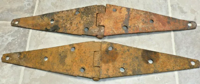 Vintage Rusty Strap Hinges Lot Of 2 16X3In 2