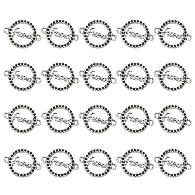 20 Stück runde Legierung Freund Buchstaben Anhänger Anhänger Charms DIY Schmuck