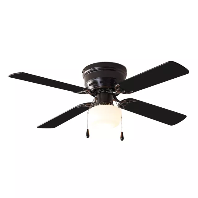 NEW Mainstays 42 inch Hugger Indoor Ceiling Fan with Light Kit, Black, 4 Blade