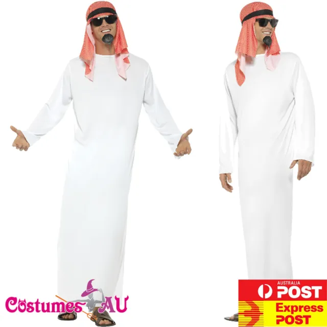 Mens Fake Sheikh Costume Arabian Desert Middle East Arab Halloween Outfit Robe