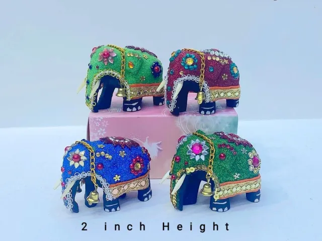 Handmade Wooden Carved Elephant Lucky Statue Home Craft Ornament Decor