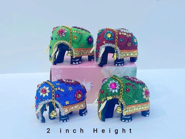 Handmade Wooden Carved Elephant Lucky Statue Home Craft Ornament Decor