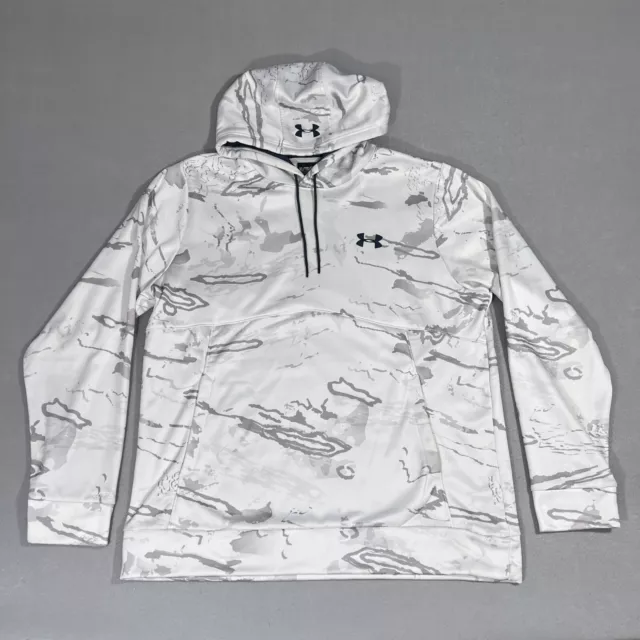 UNDER ARMOUR COLD GEAR WHITE & GRAY CAMOUFLAGE HOODIE MENS XL loose