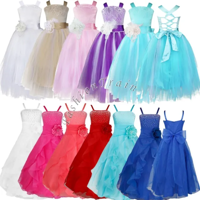 Flower Girls Princess Pageant Wedding Party Formal Birthday Toddlers Tulle Dress