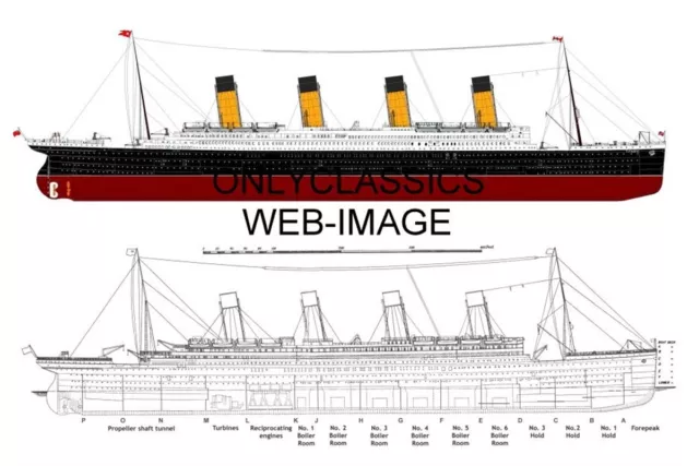 Rms Titanic Ocean Liner Ship Annotated 12X18 Photo Poster Graphic Art Design